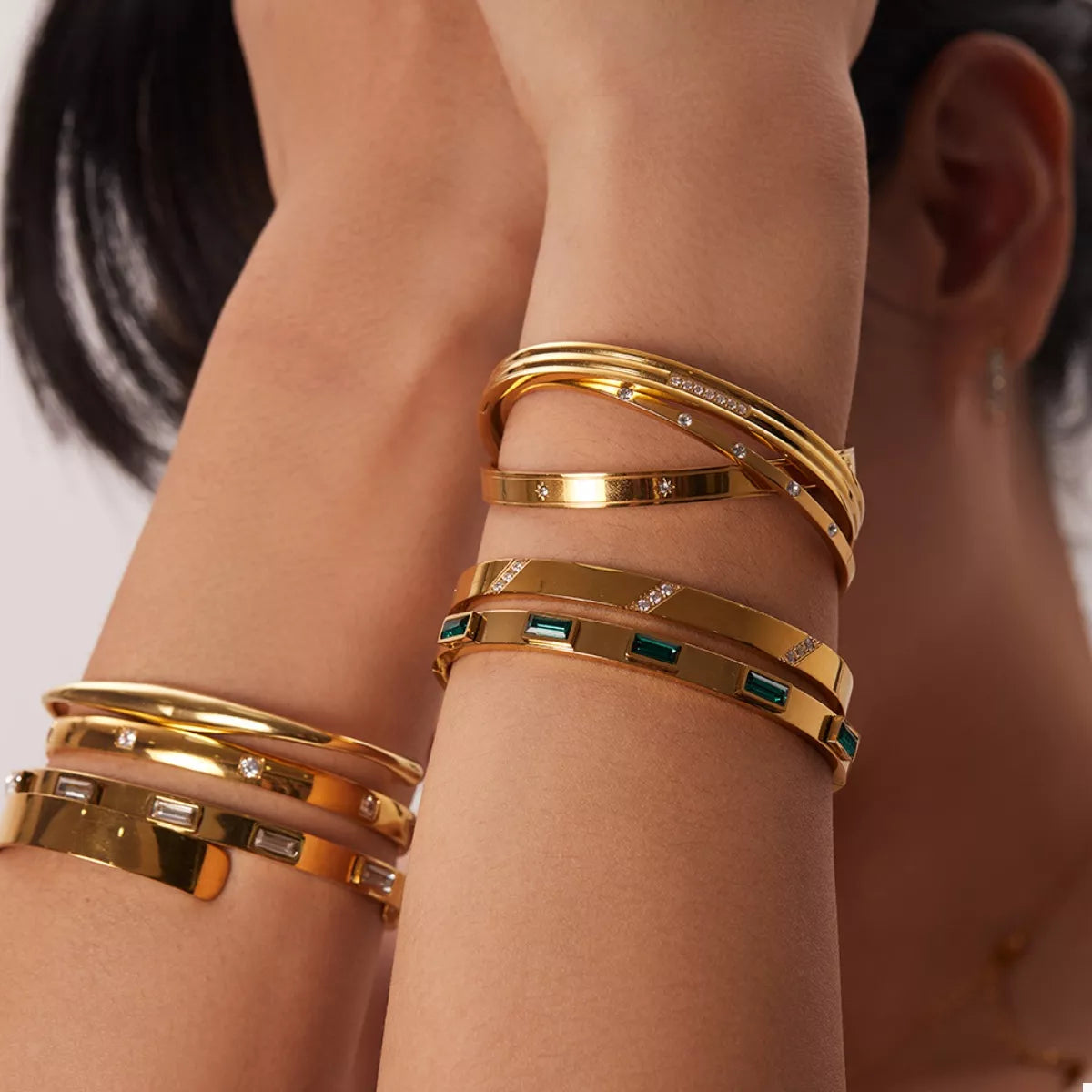 18K Gold-Plated Stainless Steel Zircon Bracelet in Gold - women's bracelet