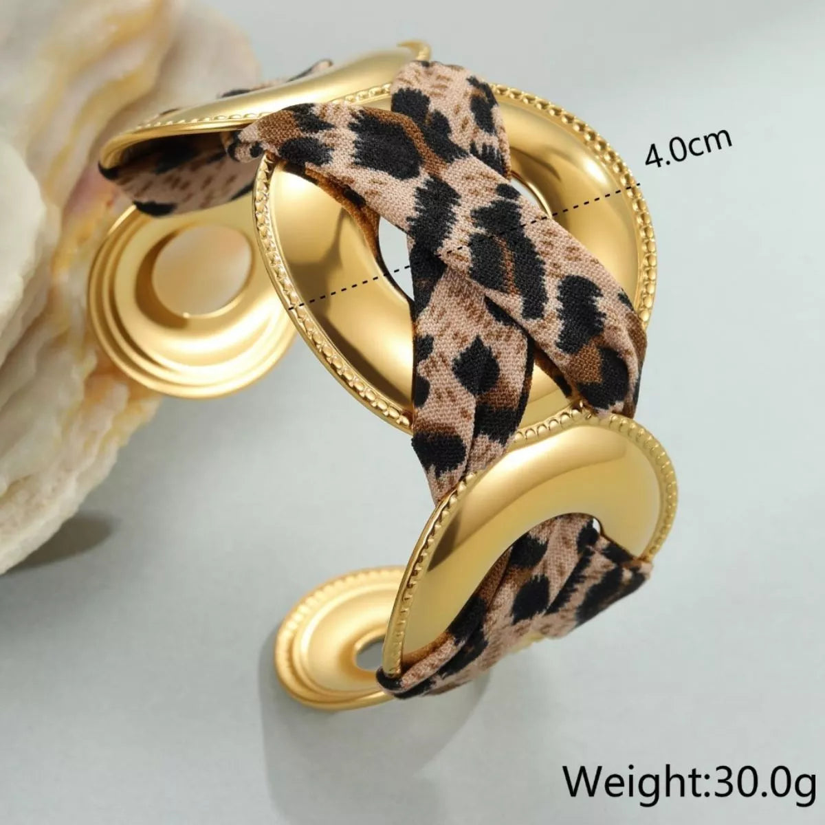 Leopard Ribbon 18K Gold-Plated Open Bracelet - alternate jewelry view