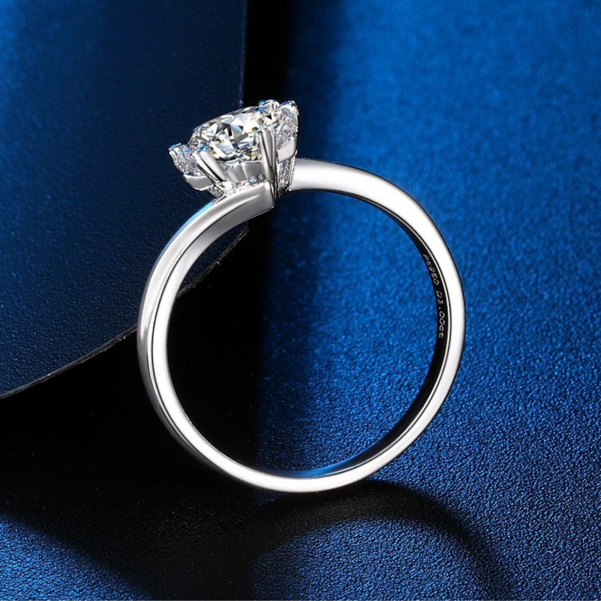 1 Carat Sterling Silver Moissanite Ring - alternate ring view