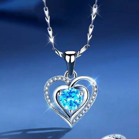 Sterling Silver Heart Pendant Necklace - alternate necklace view