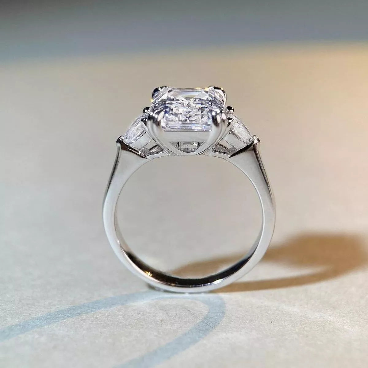 Sterling Silver Zircon Geometric Ring in Silver - women's ring