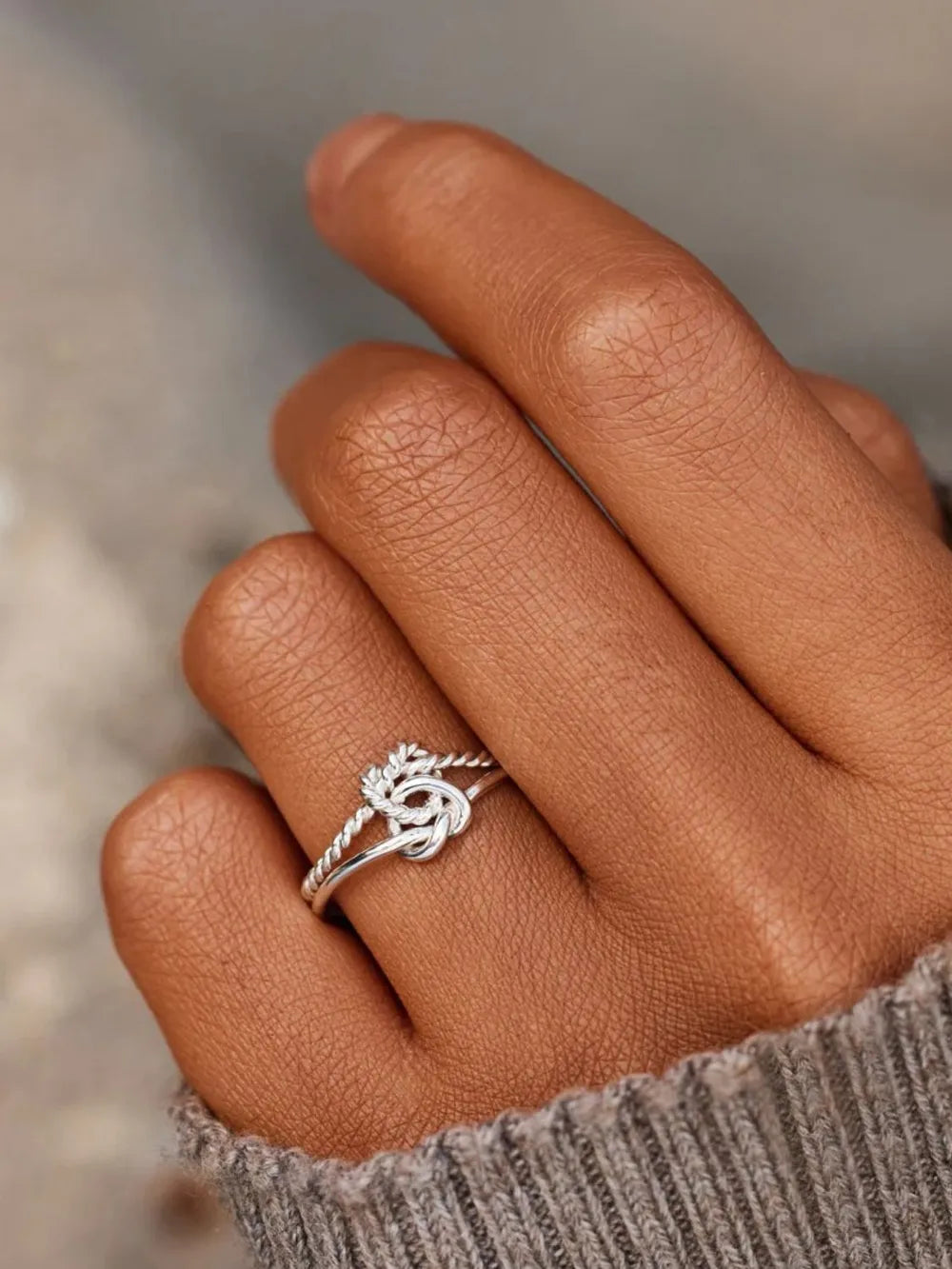 Sterling Silver Knotted Ring - alternate ring view