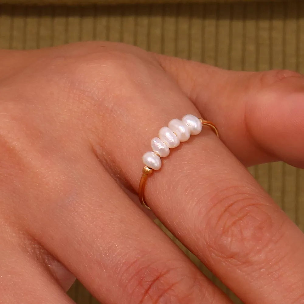 18K Gold-Plated Baroque Pearl Ring in Gold - women's ring