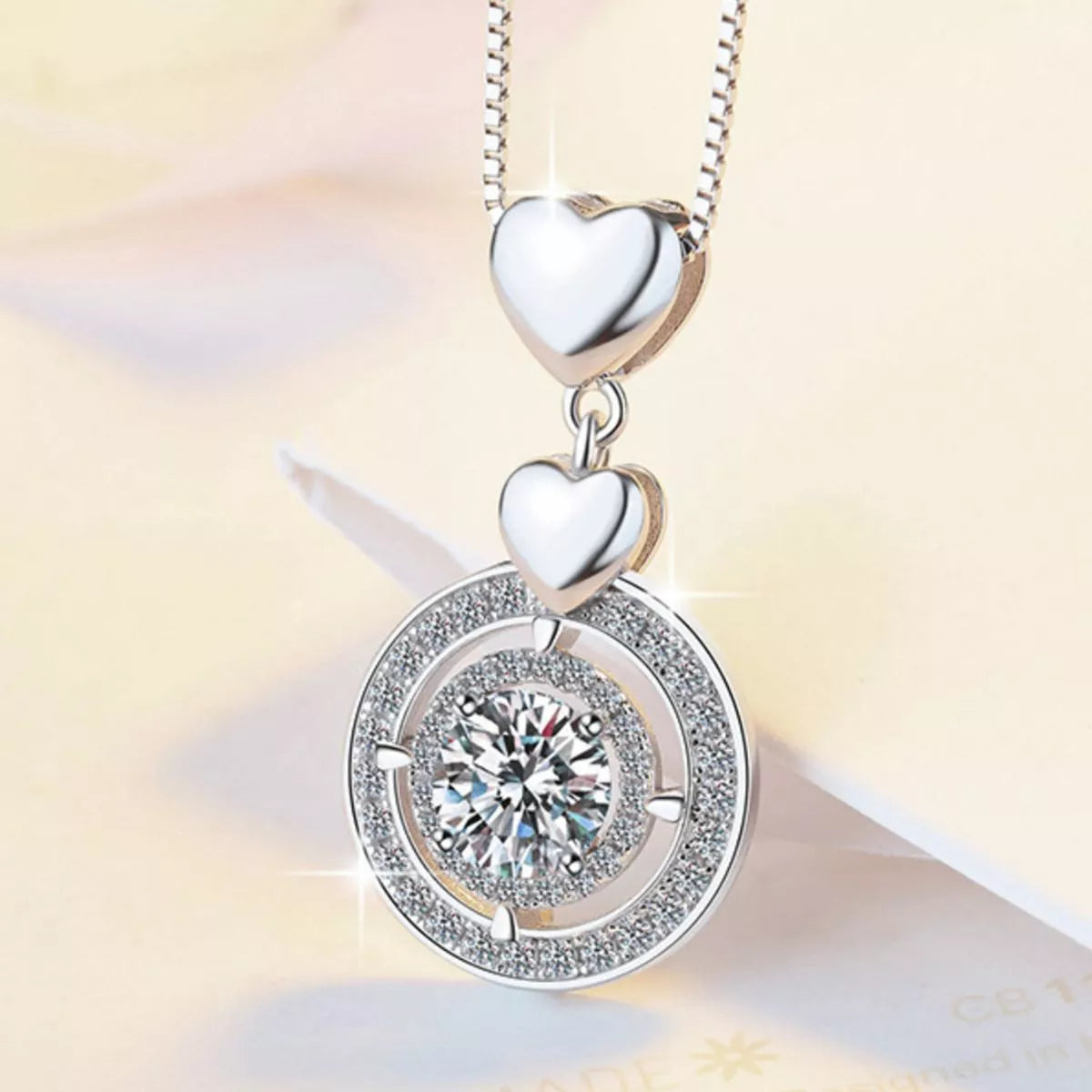 2 Carat Moissanite Sterling Silver Pendant Necklace - alternate necklace view