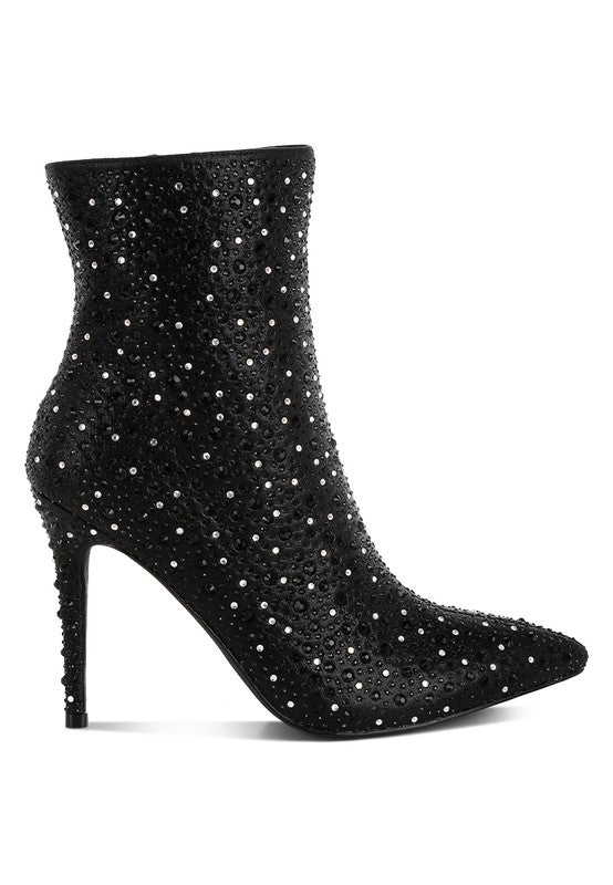 Rhinestones Stiletto Ankle Boots