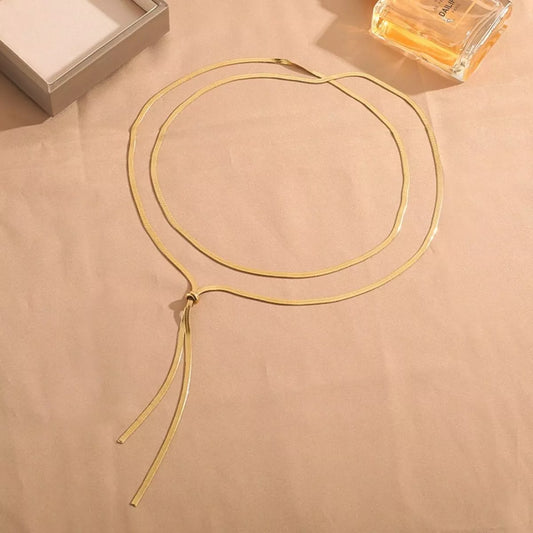Layered Snake Chain Y Necklace in Silver - women's layered necklace