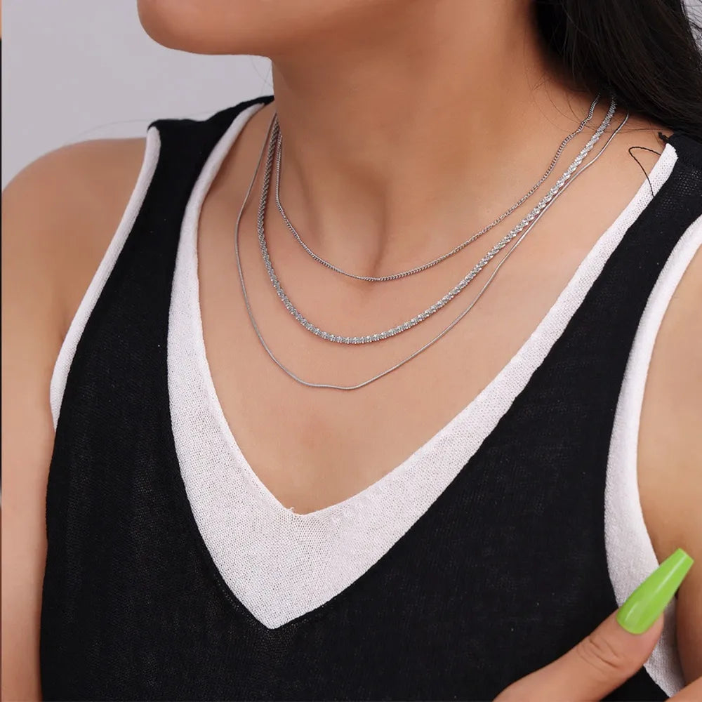 Titanium Steel Three-Layered Necklace - alternate necklace view