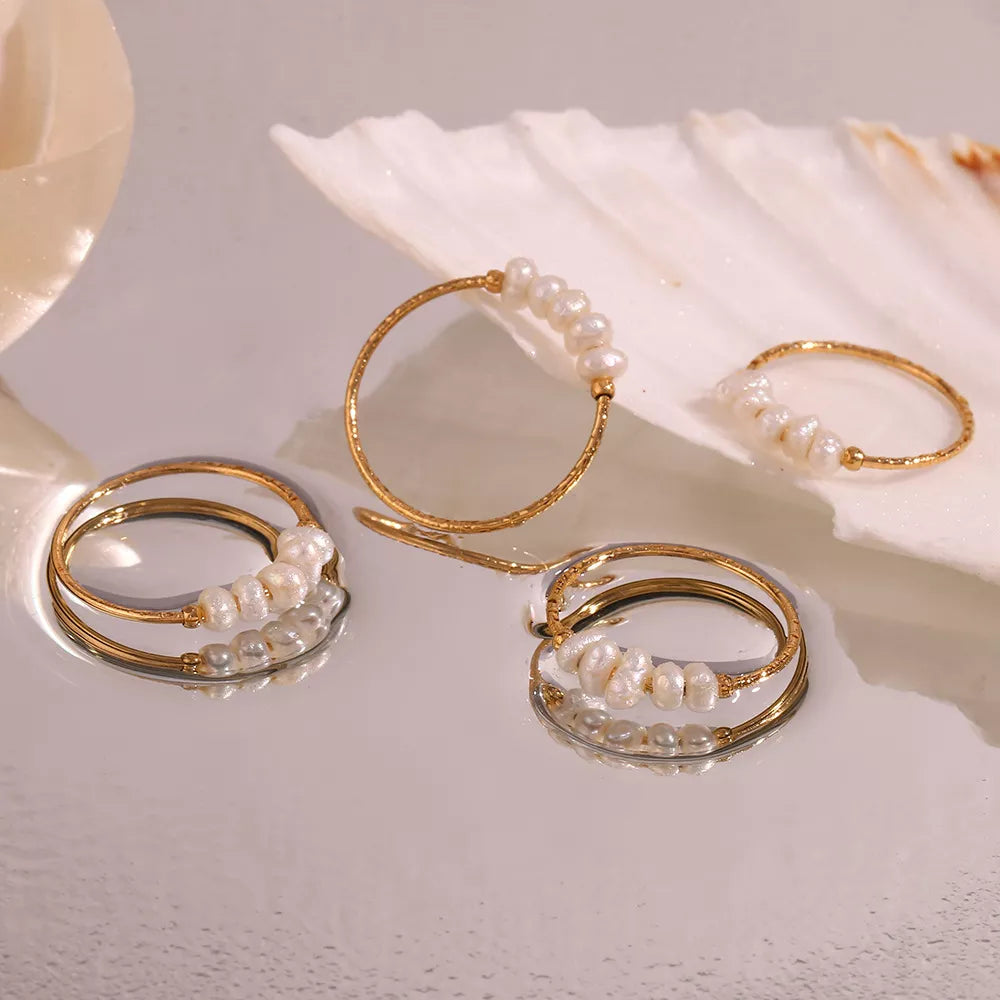 18K Gold-Plated Baroque Pearl Ring in Gold - women's ring