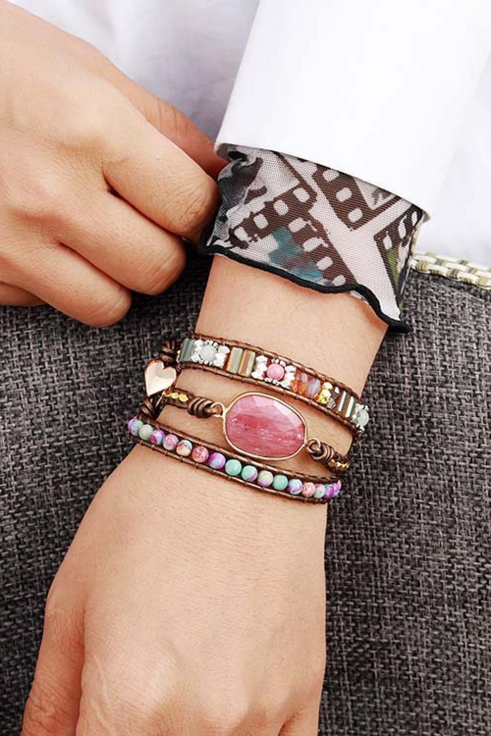 Handmade Crystal Beaded Natural Stone Bracelet - alternate jewelry view