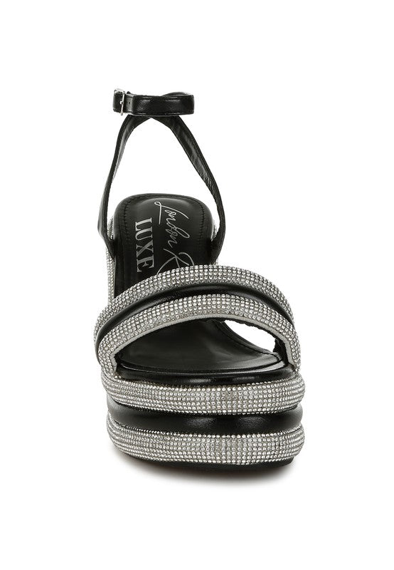 Rhinestone Studded Wedge Sandals