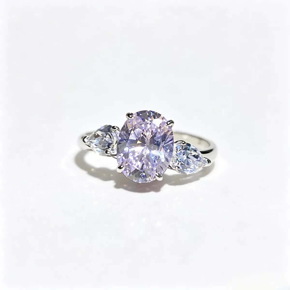 Sterling Silver Oval Cut Diamond Ring - alternate ring view