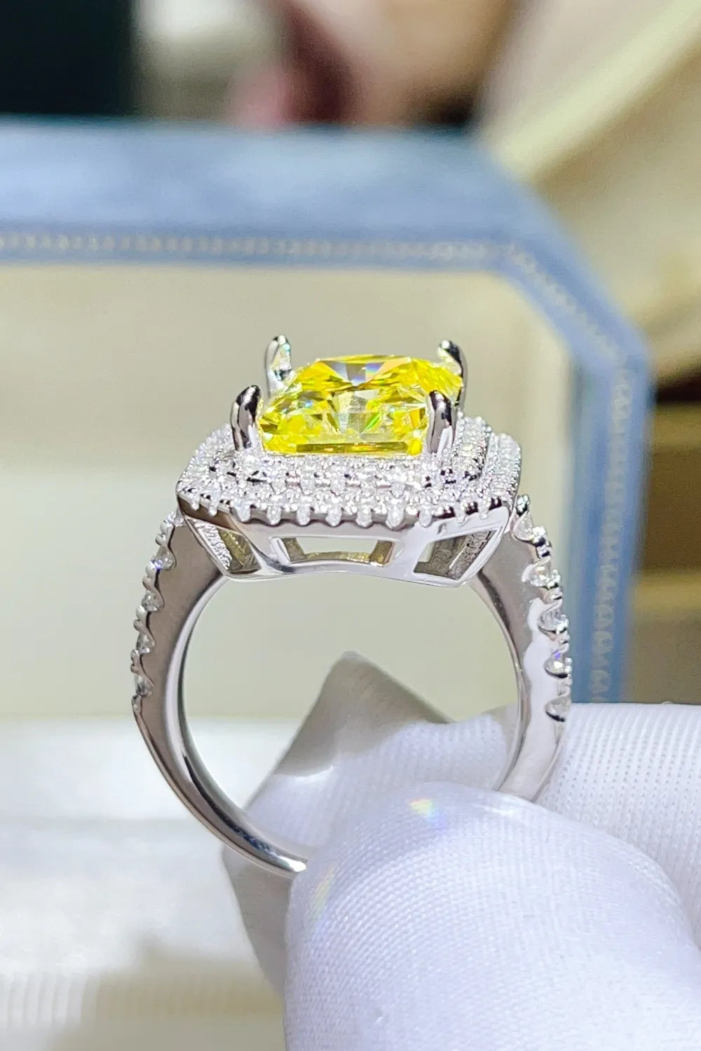 2 Carat Moissanite Sterling Silver Ring in Yellow - women's ring