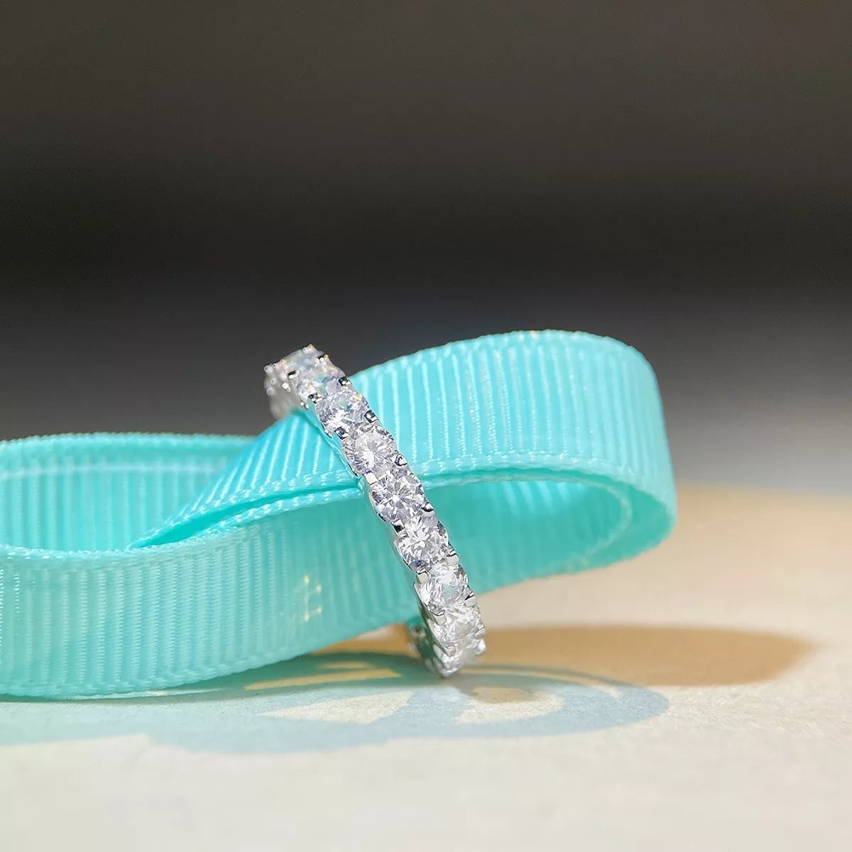 Sterling Silver Moissanite Ring in Silver - women's ring
