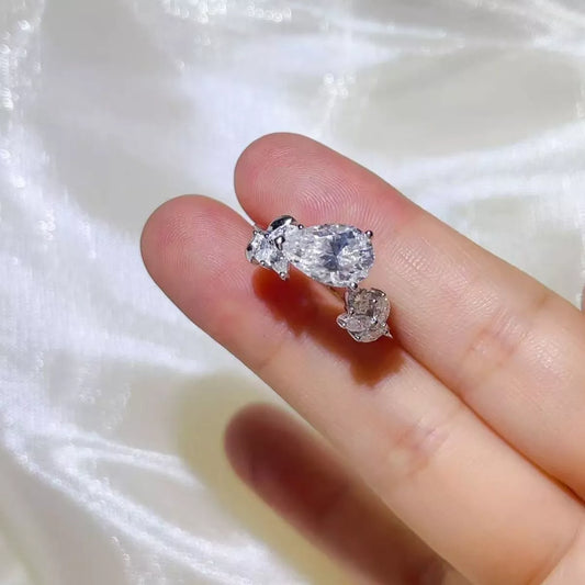 3 Carat Moissanite Sterling Silver Ring in Silver - women's ring