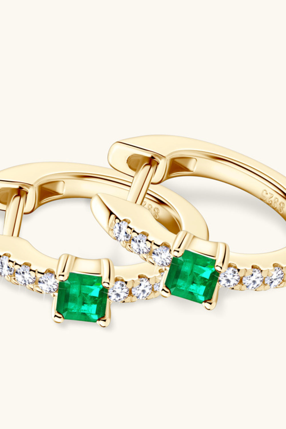 Lab-Grown Emerald Earrings - alternate earring view