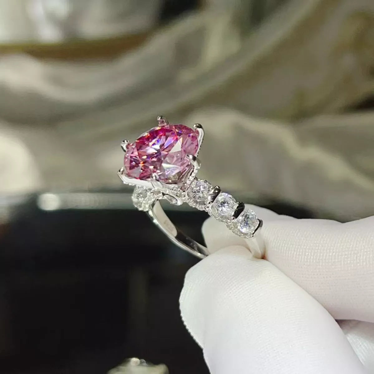 5 Carat Moissanite 6-Prong Sterling Silver Ring in Silver - women's ring