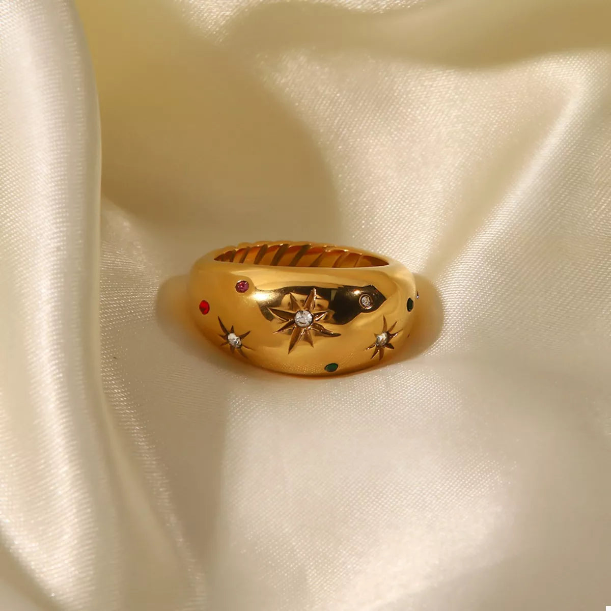 18K Gold-Plated Zircon Ring in Gold - women's ring