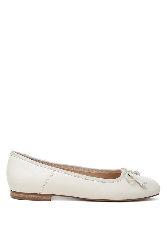 Square-Toe Bow Ballerinas