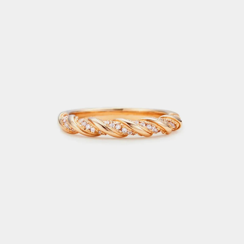 Sterling Silver Inlaid Zircon Ring in Gold - women's ring