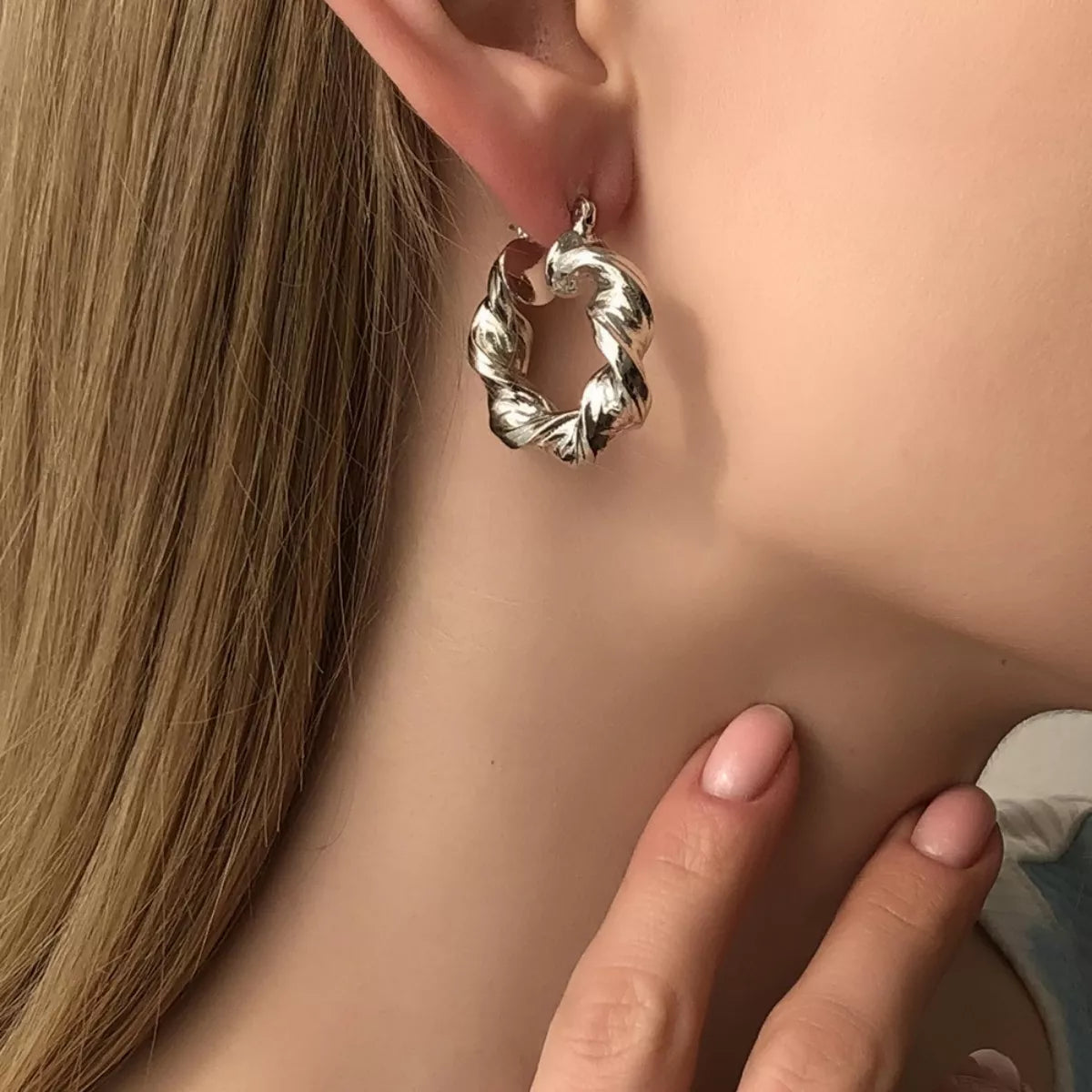 Textured Hoop Earrings - alternate earring view