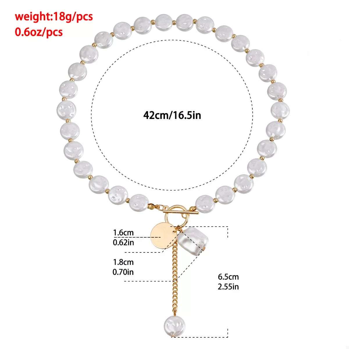18K Gold-Plated Pearl Drop Necklace - alternate necklace view