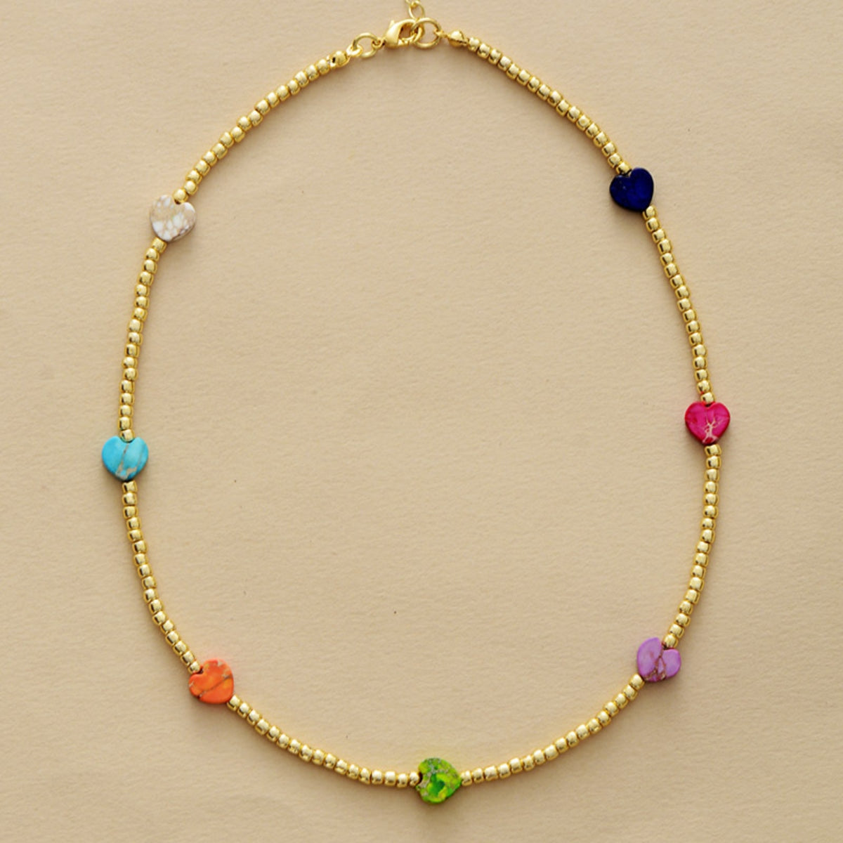 Heart Shape Natural Stone Necklace - alternate necklace view