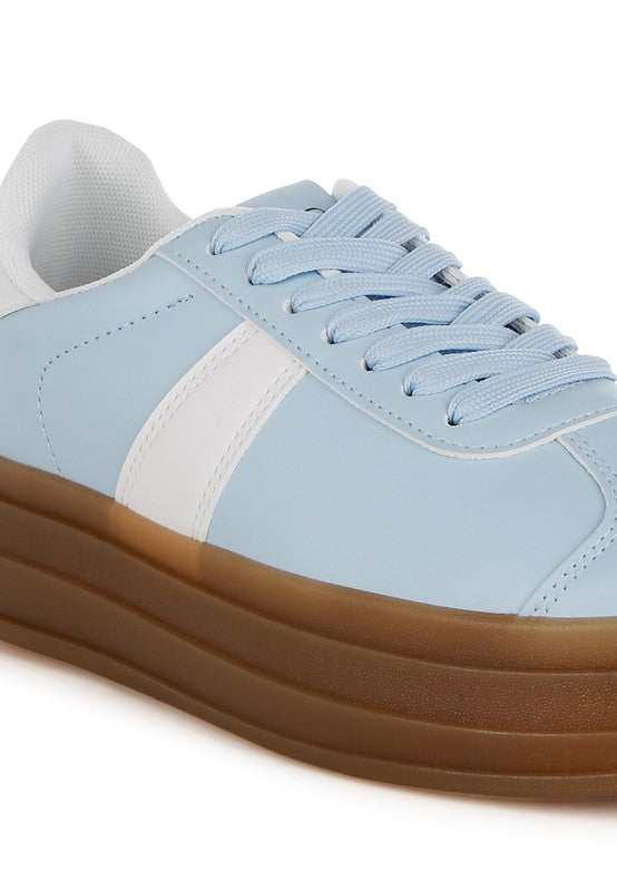 Faux Leather Lace-Up Sneakers