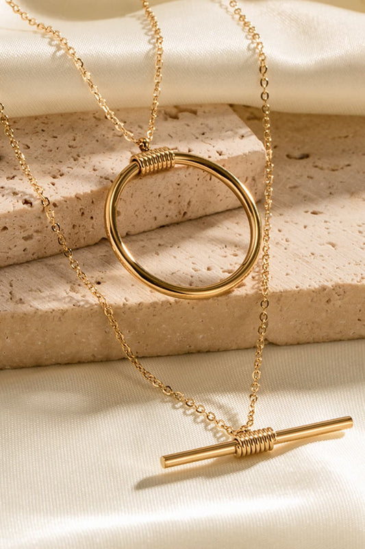 Double-Layered Stainless Steel Necklace - alternate necklace view