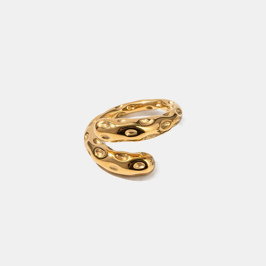 Titanium Steel Gold-Plated Bypass Ring in Gold - women's ring