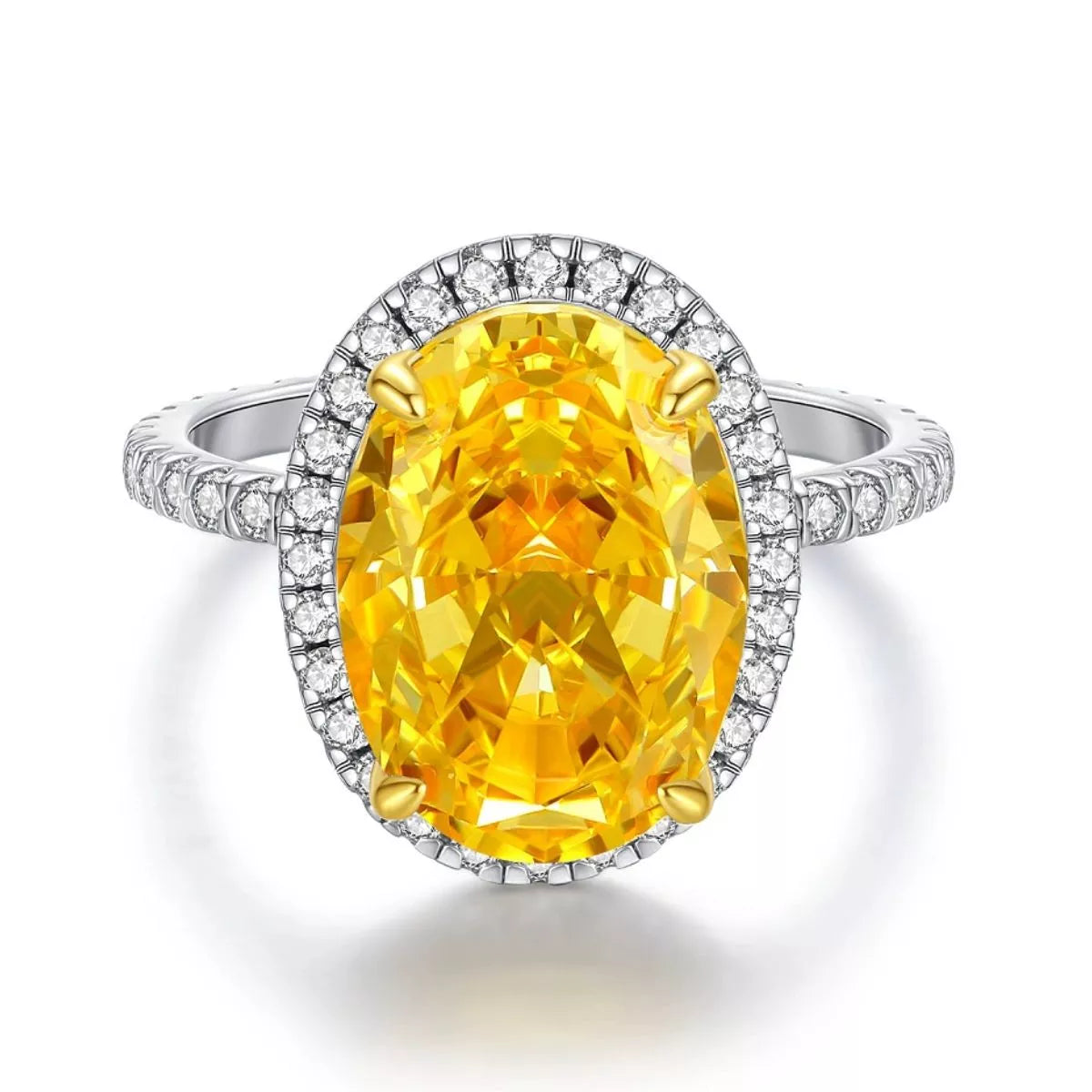 Sterling Silver Zircon Round Ring in Yellow - women's ring