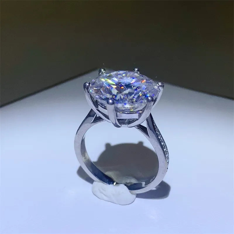 10 Carat Moissanite Sterling Silver Ring in Silver - women's ring