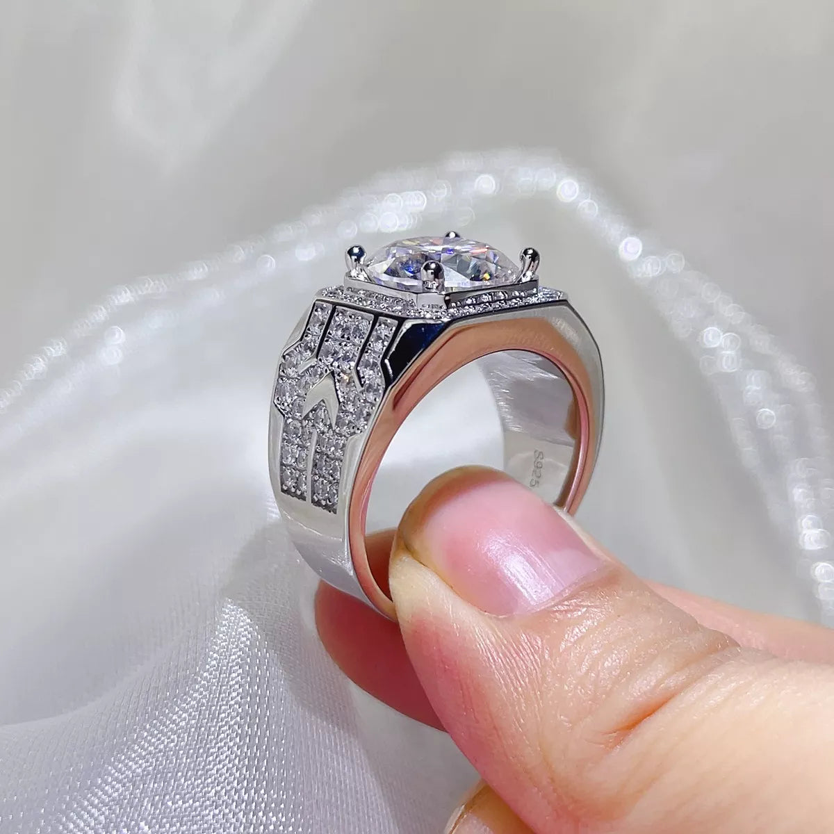 5 Carat Sterling Silver Moissanite Ring in Silver - women's ring