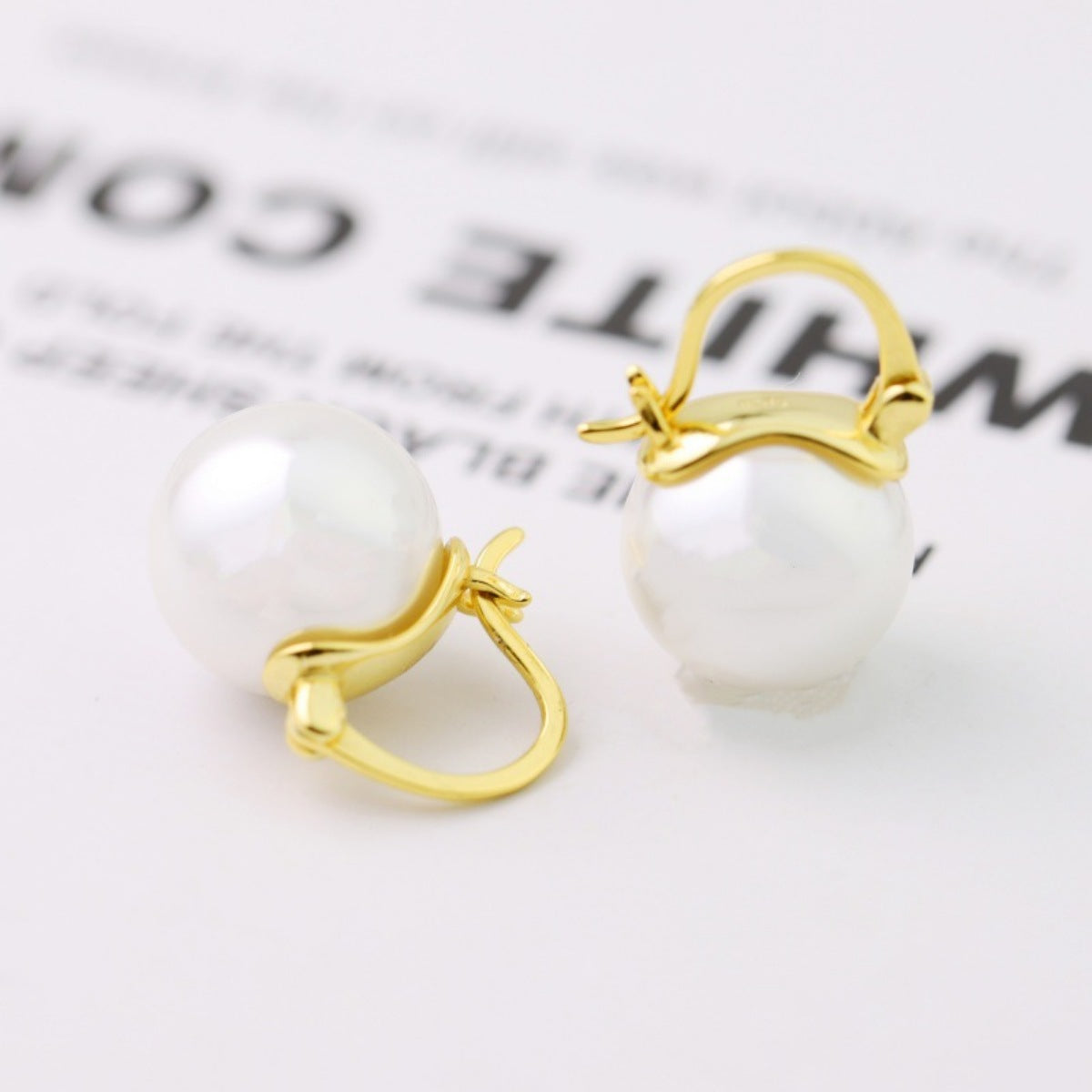18K Gold-Plated Pearl Earrings - alternate earring view