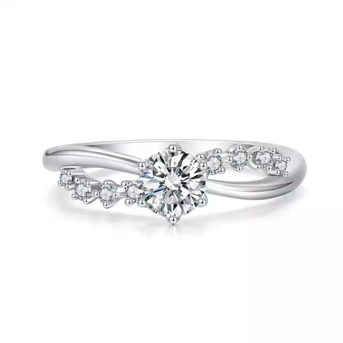 Sterling Silver Zircon Ring in Silver - women's ring