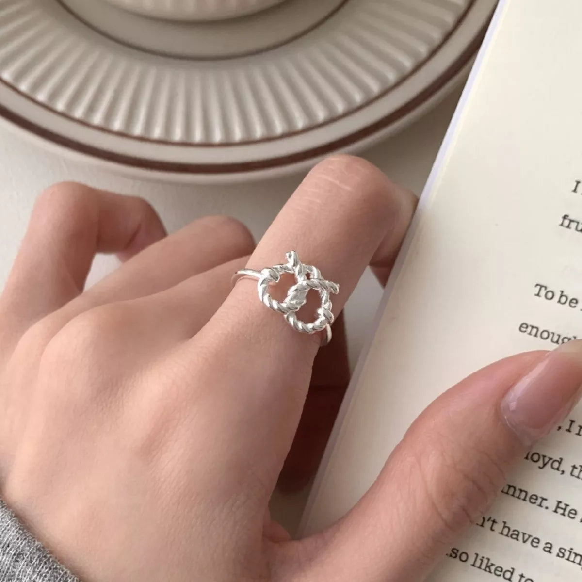 Sterling Silver Heart Knot Ring in Silver - women's ring