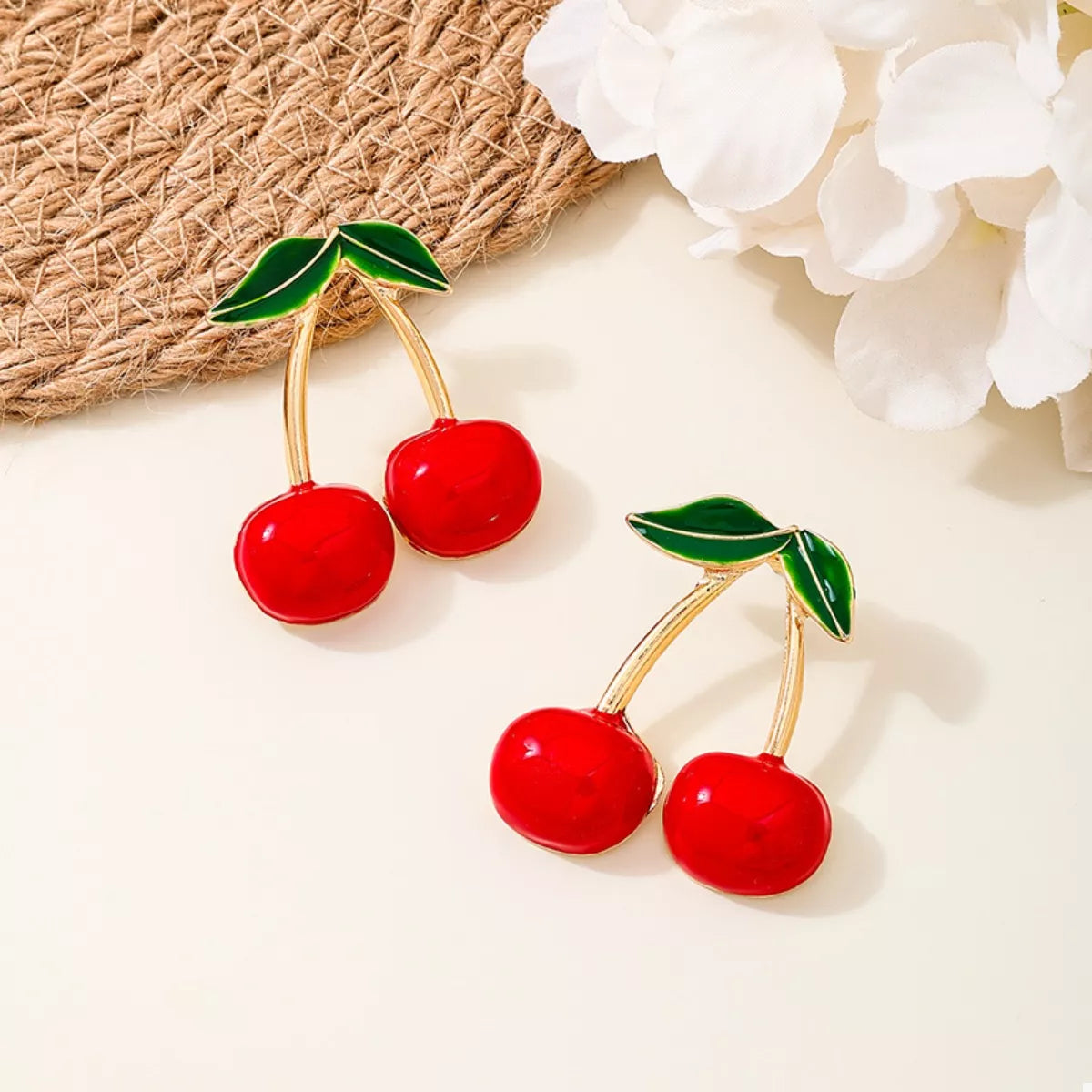 18K Gold-Plated Cherry Earrings - alternate earring view
