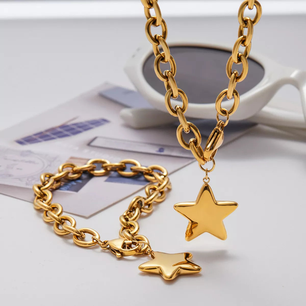 18K Gold-Plated Star Necklace - alternate necklace view