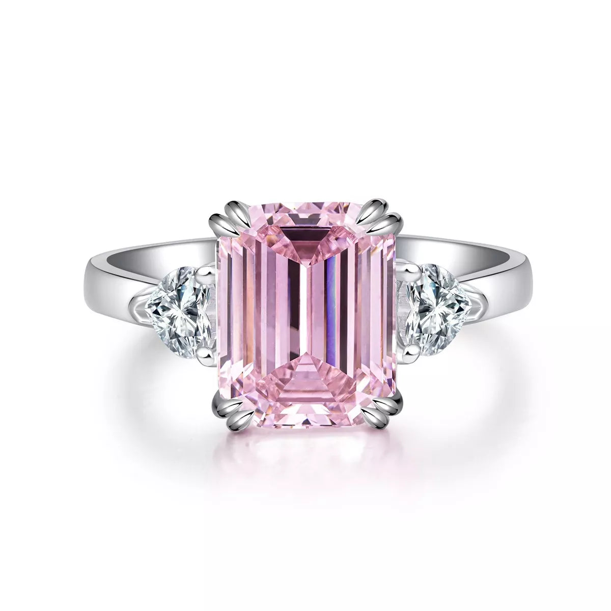 Sterling Silver Zircon Geometric Ring in Blush Pink - women's ring
