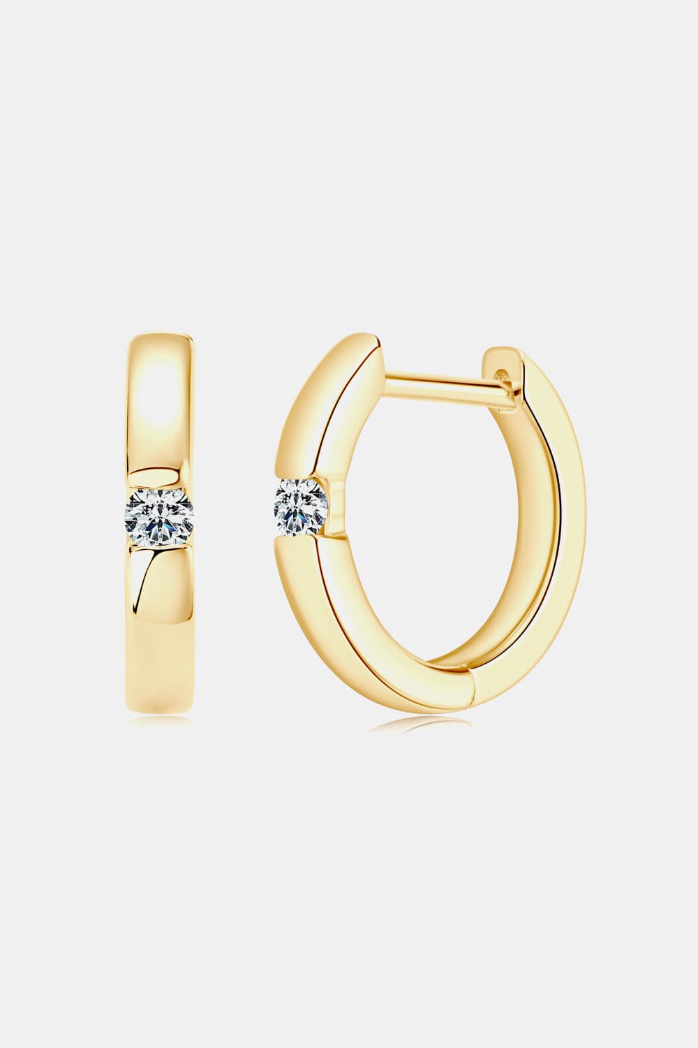 Moissanite Sterling Silver Huggie Earrings - alternate earring view