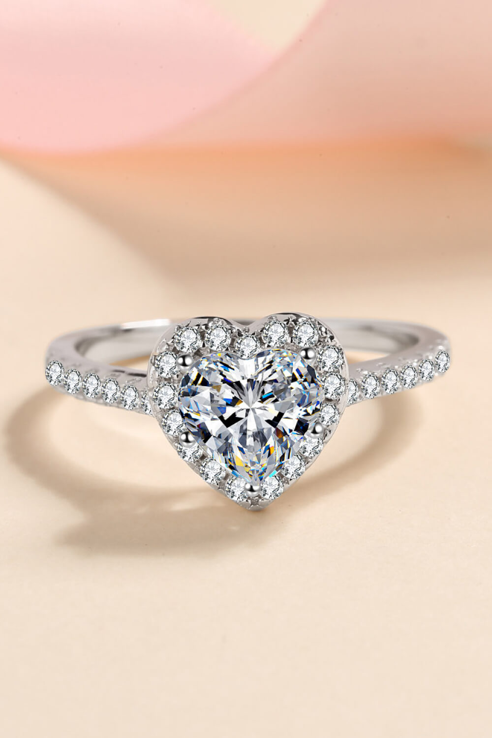1 Carat Moissanite Heart-Shaped Ring in Silver - women's ring