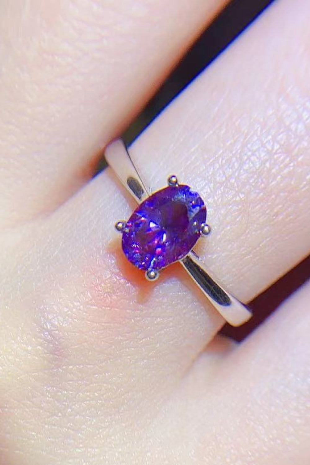 1 Carat Moissanite 4-Prong Solitaire Ring in Purple - women's solitaire ring