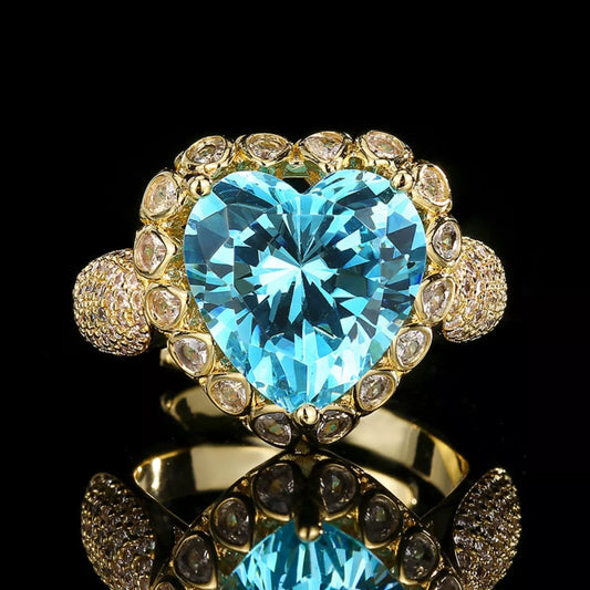18K Gold-Plated Heart-Shaped Ring in Gold - women's ring