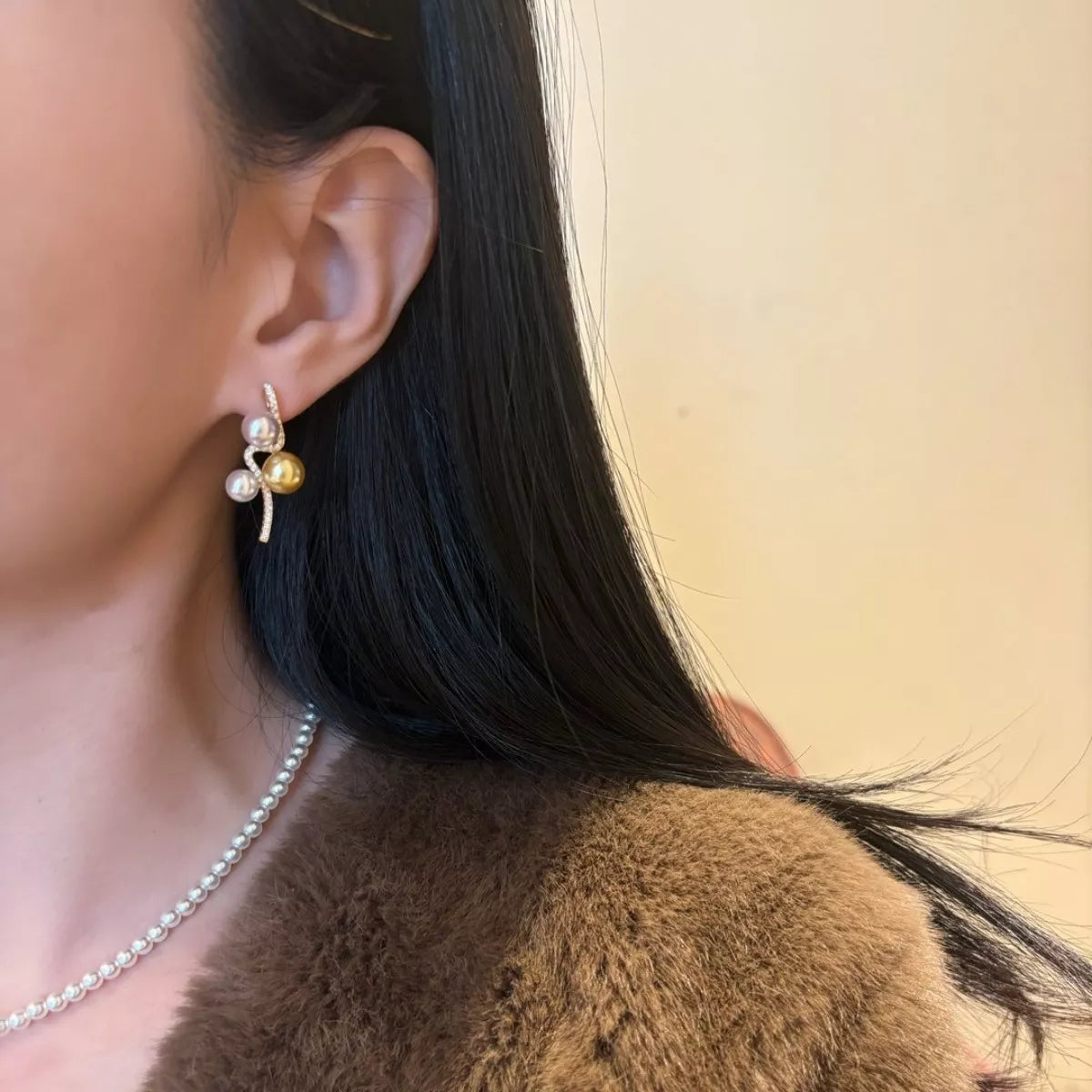 Pearl & Zircon Dangle Earrings in Silver - women's dangle earrings