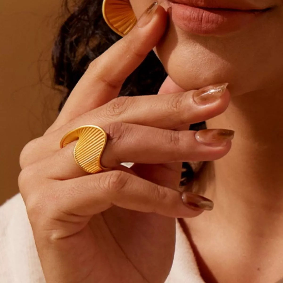 Irregular Twisted Texture Ring in Gold - women's ring