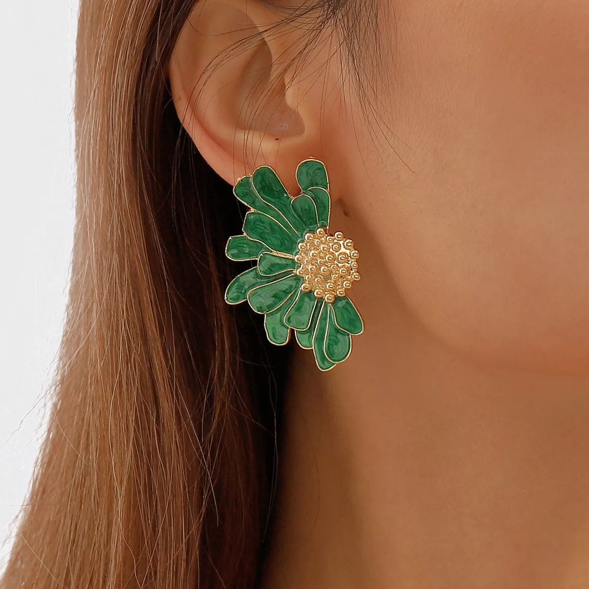 Flower Stud Earrings in Orange - women's stud earrings