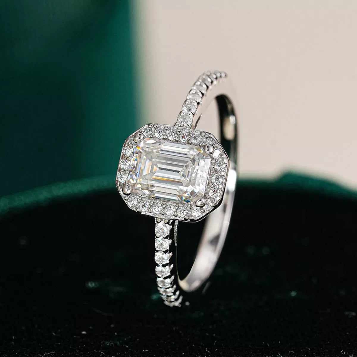 1 Carat Moissanite Sterling Silver Ring in Silver - women's ring
