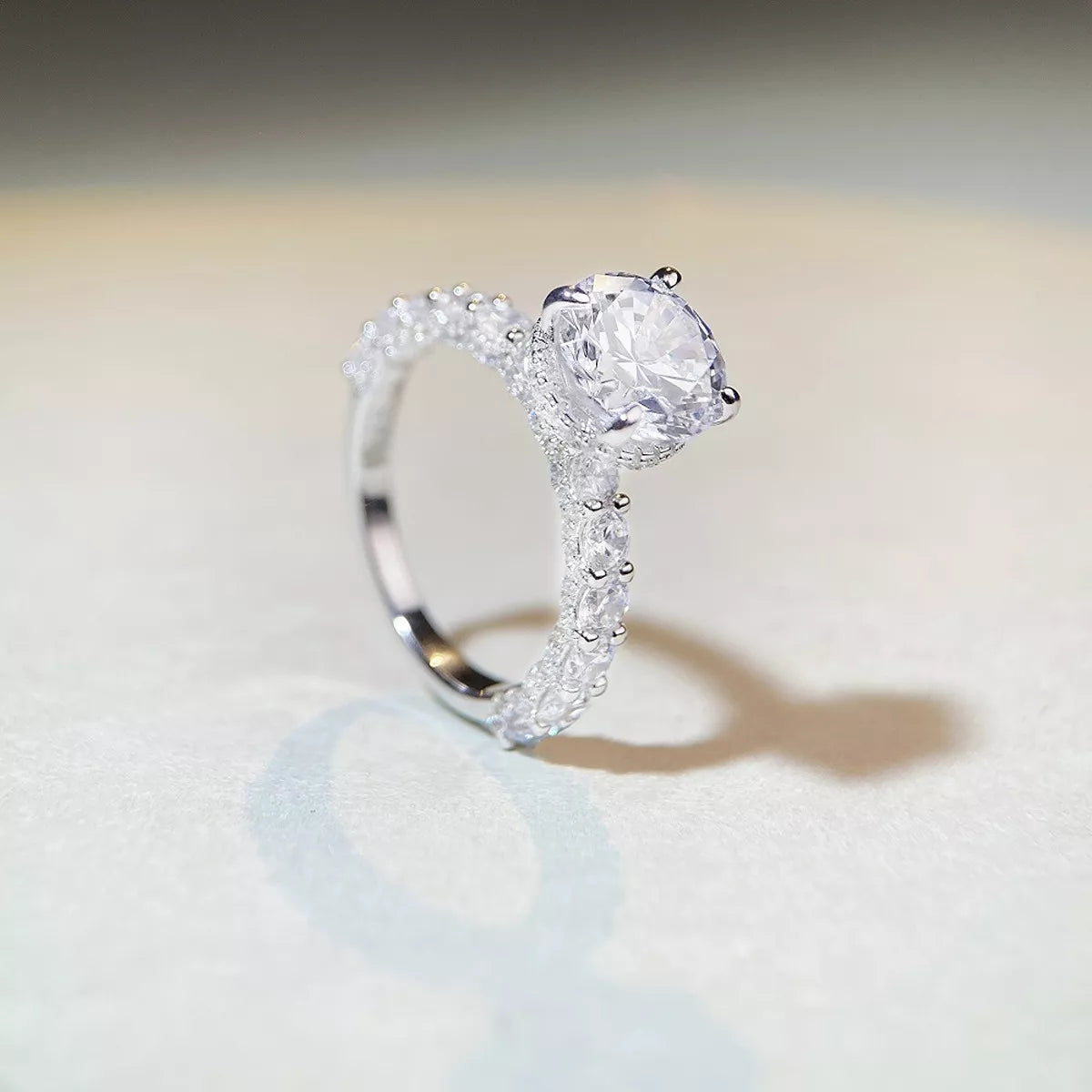 3 Carat Sterling Silver Moissanite Ring - alternate ring view