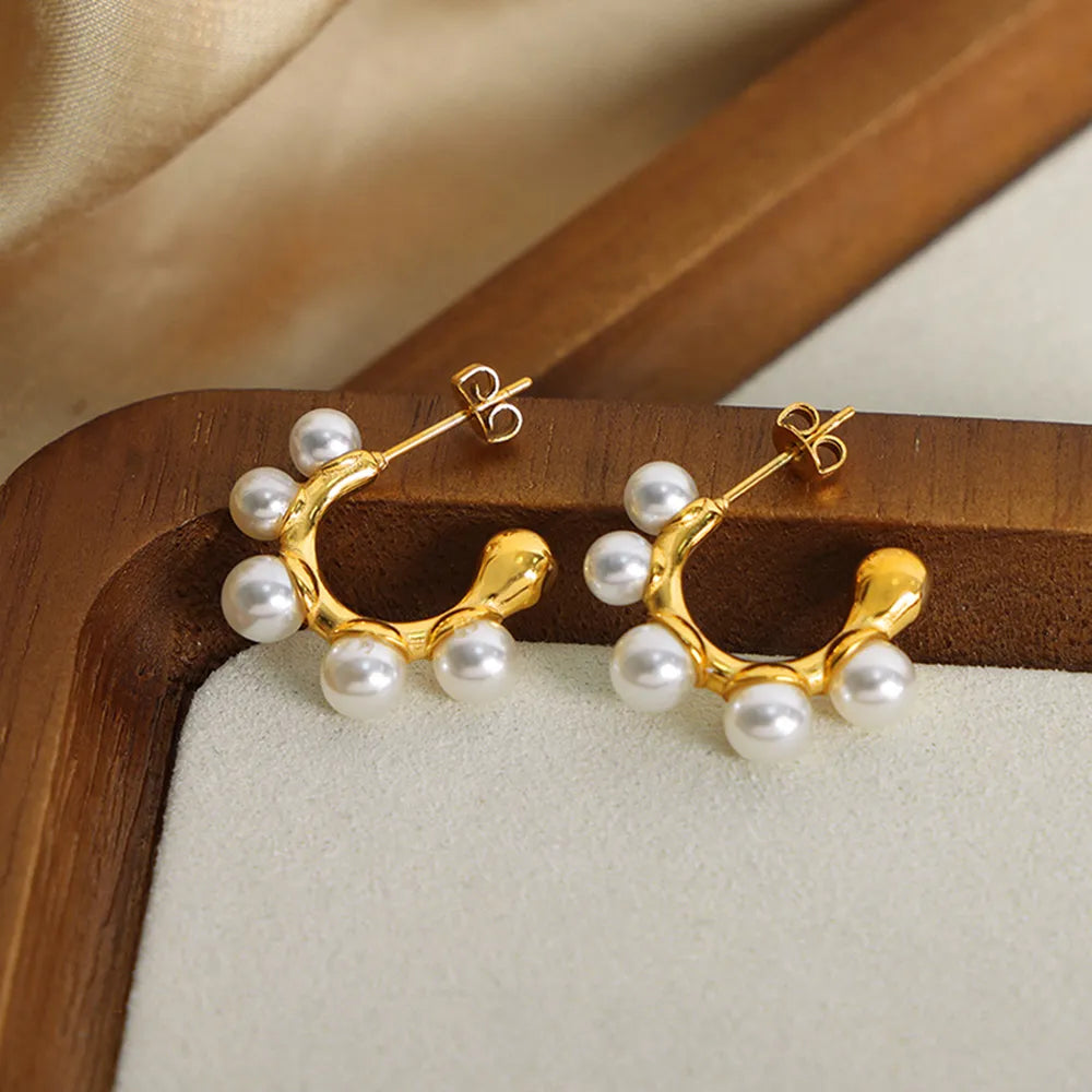 Synthetic Pearl 18K Gold-Plated Earrings - alternate earring view