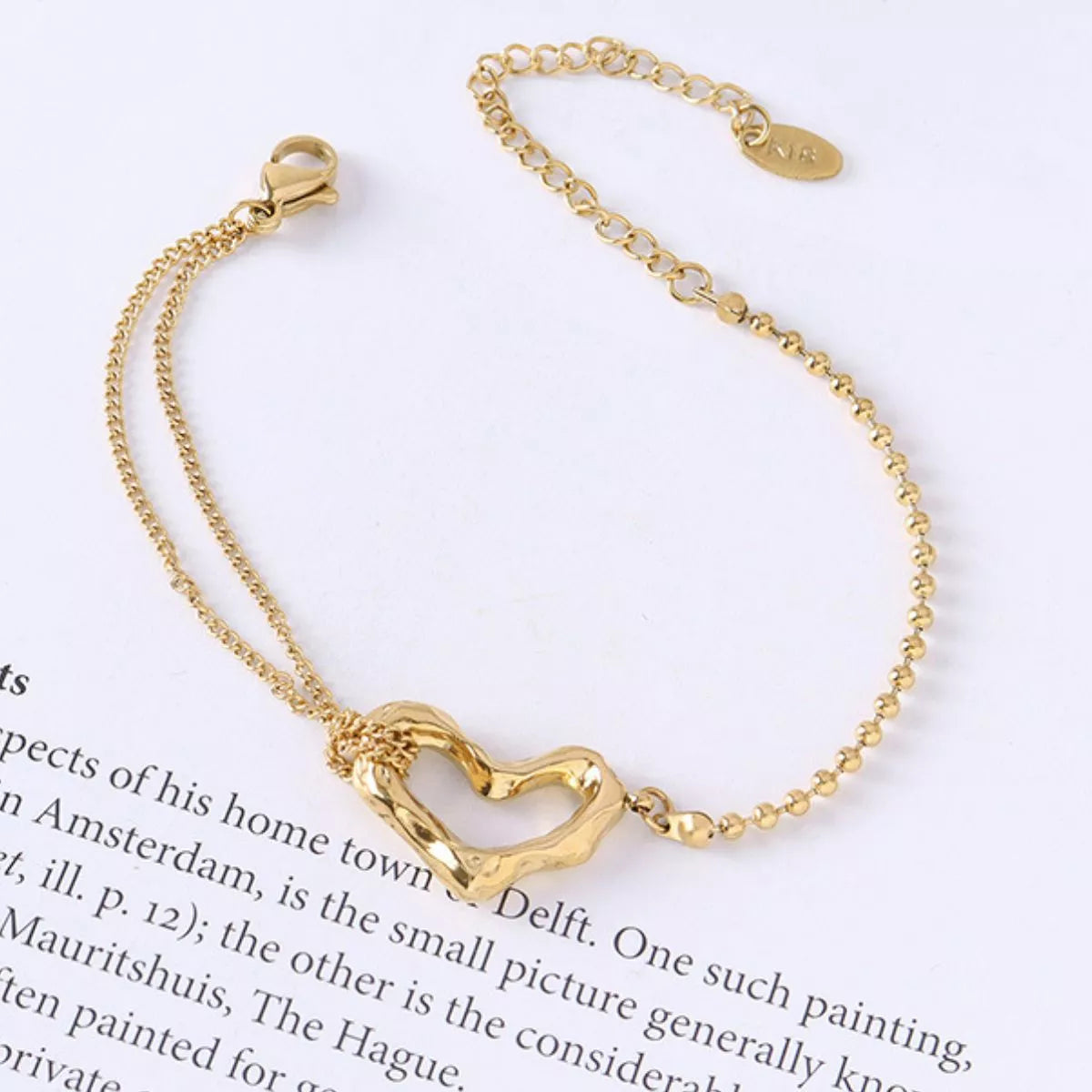 18K Gold-Plated Titanium Steel Heart Bracelet - alternate jewelry view