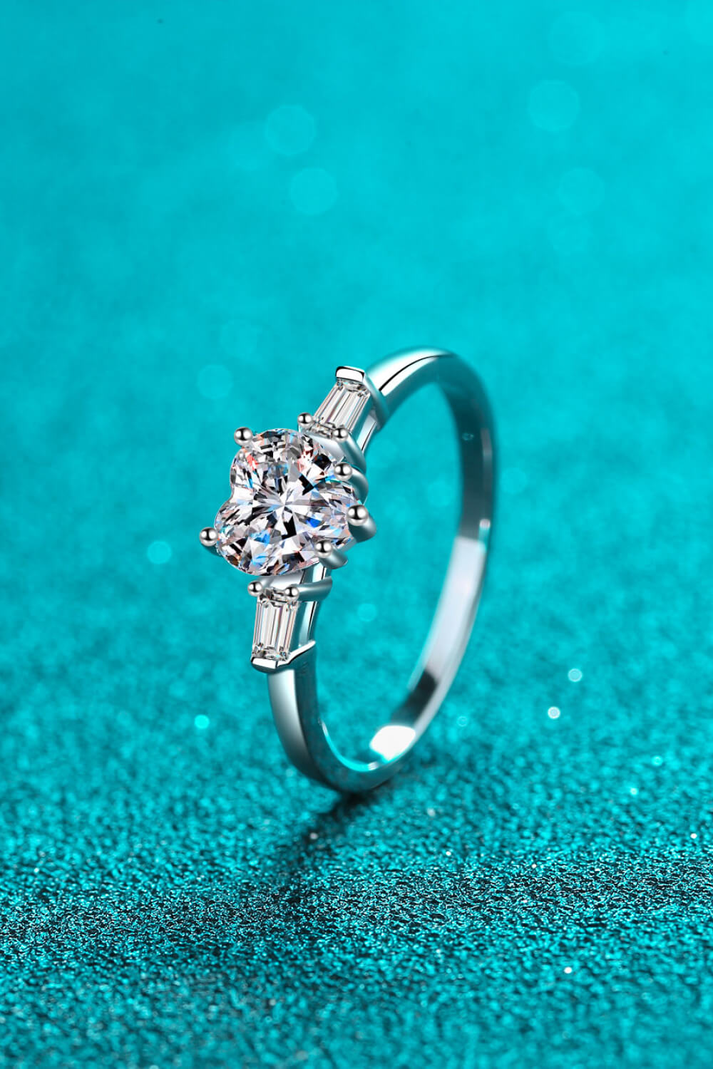 1.2 Carat Moissanite Heart Ring in Silver - women's ring